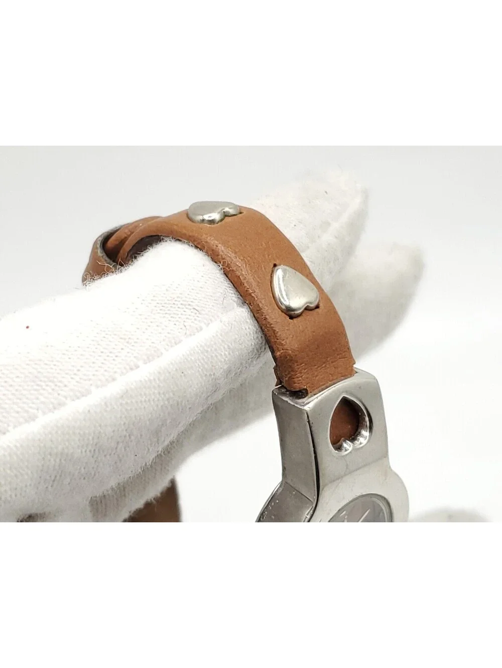 Lei Heart Band Quartz Womens Watch New Battery Silver Tone/Brown 20mm